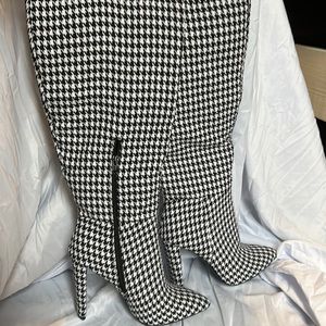Patterned knee high boots